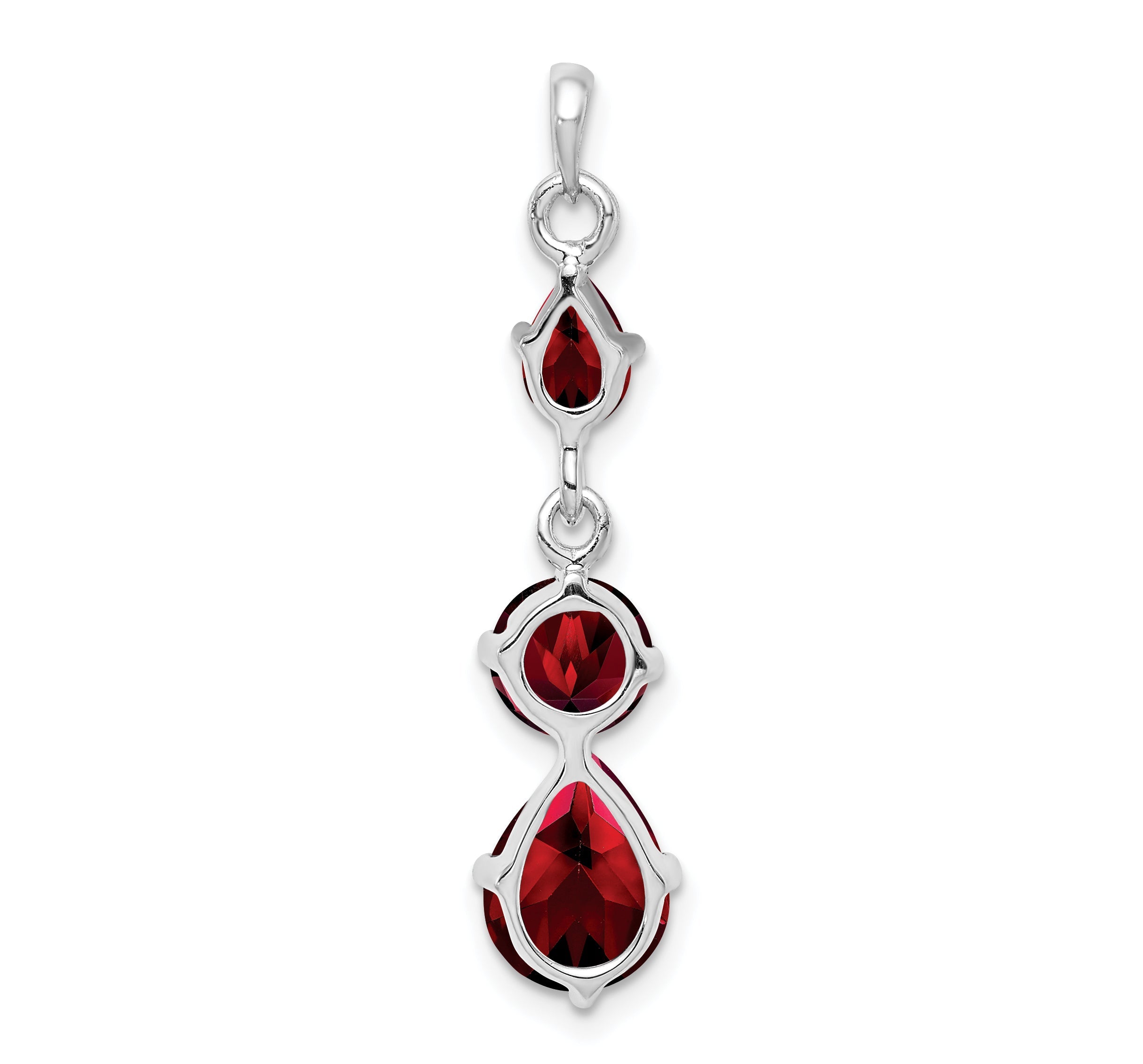 Sterling Silver Rhodium-Plated Garnet Pendant