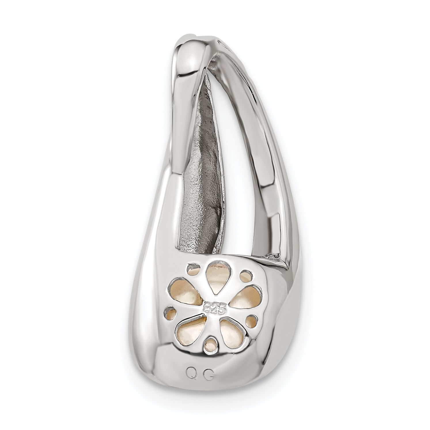 Sterling Silver W/Cz 7-8mm Fw Cultured Button Pearl Pendant