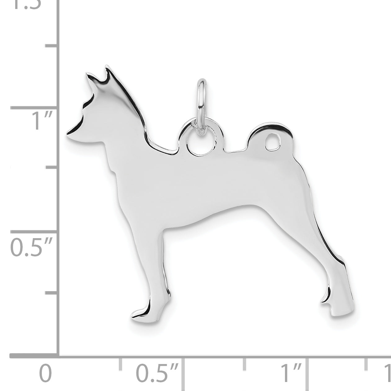 Sterling Silver Polished Engraveable Small Basenji Disc Charm