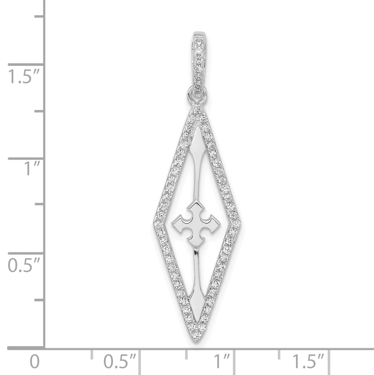 Sterling Silver Rhodium-Plated Fancy Cz Pendant