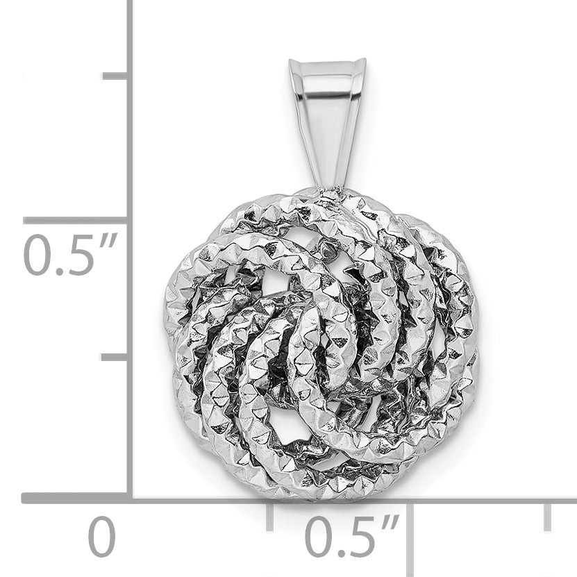 Sterling Silver Rhodium-Plated Textured Love Knot Pendant