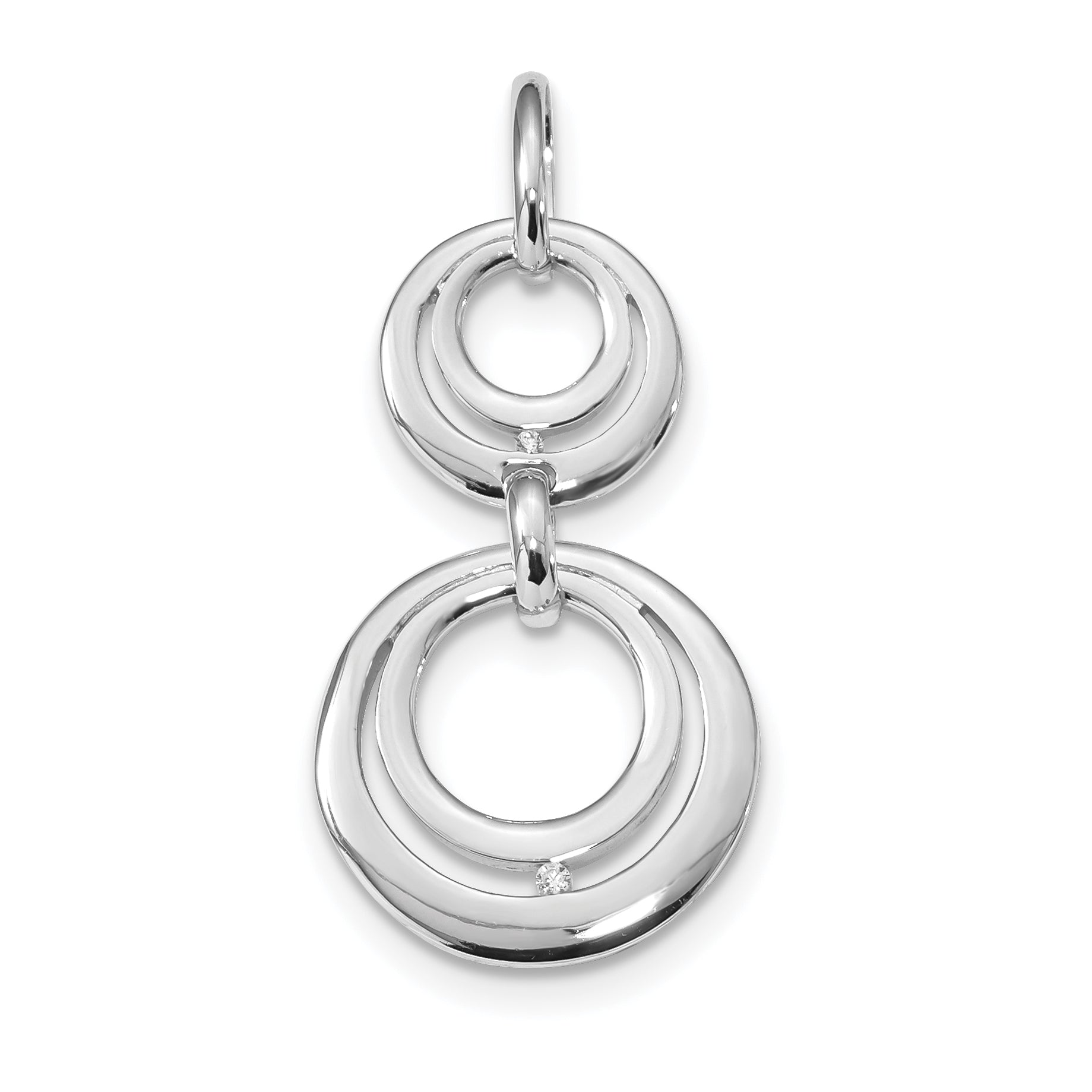 Sterling Silver Rhodium-Plated Cz Dangle Circle Pendant