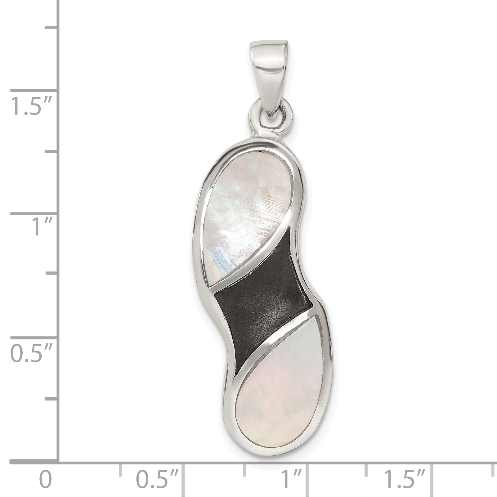 Sterling Silver Onyx And Mother Of Pearl Pendant