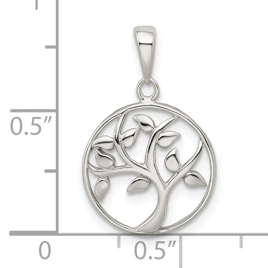 Sterling Silver Polished Tree Pendant