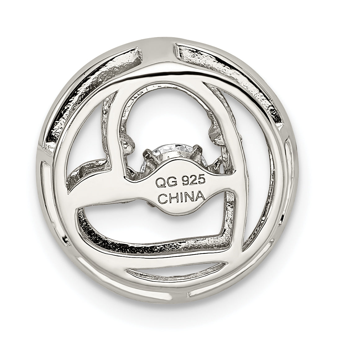 Sterling Silver Plat-Plate Rose-Tone Vibrant Swar Zirconia Heart Chain Slid