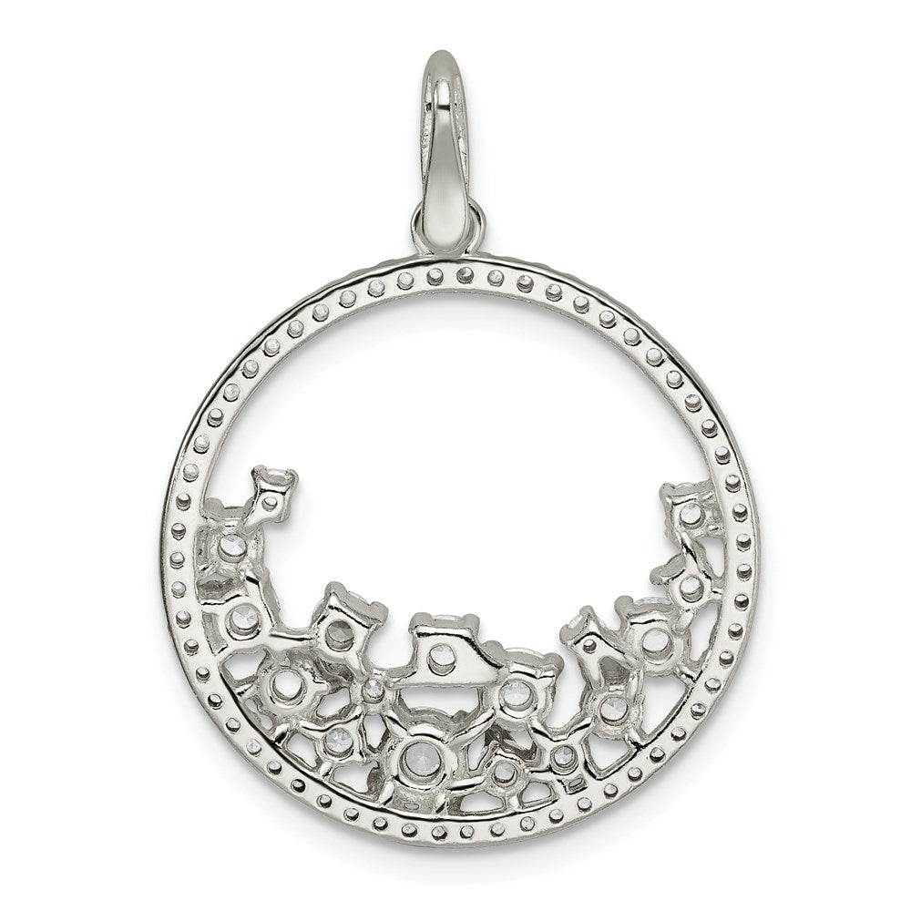 Sterling Silver Cz Circle Pendant
