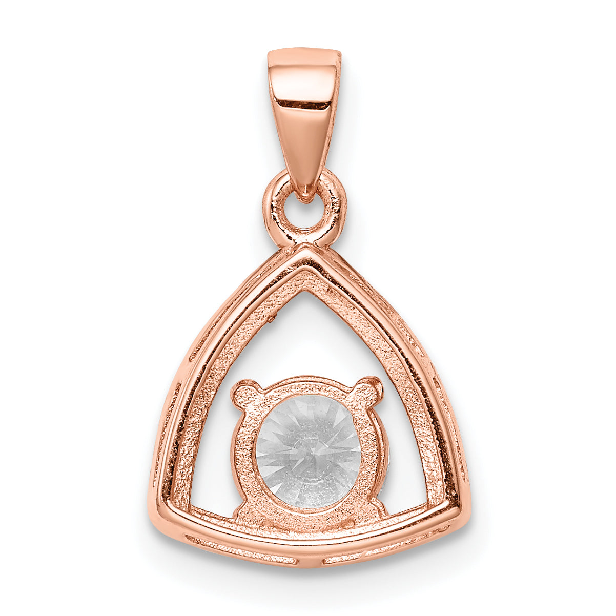 Ss/Gold Plated Sterling Silver Rose-Tone Triangle Cz Pendant