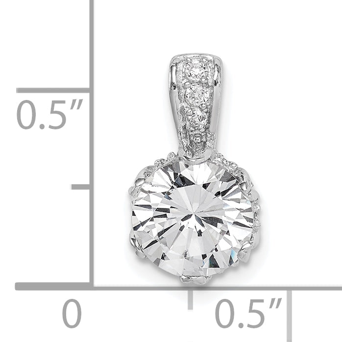 Sterling Silver Rhodium-Plated Cz Pendant