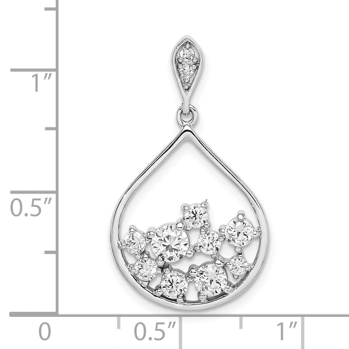 Sterling Silver Rhodium Plated Cz Pendant