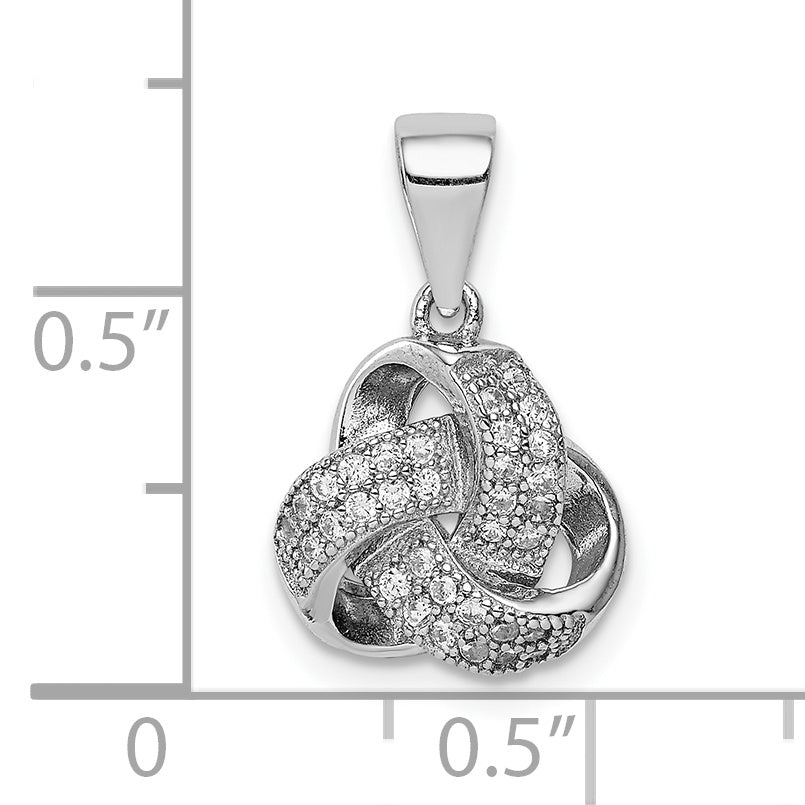 Sterling Silver Rhodium-Plated Polished Cz Love Knot Pendant