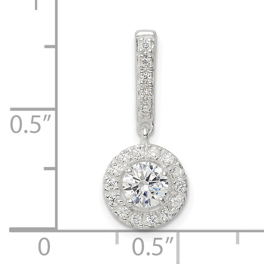 Sterling Silver Cz Halo Dangle Pendant