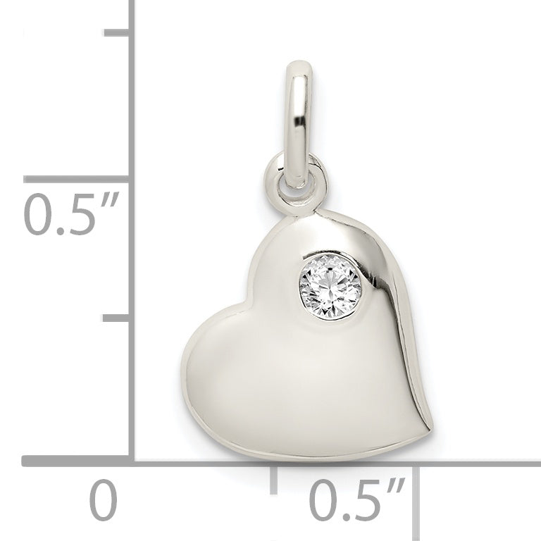 Sterling Silver Cz Heart Pendant