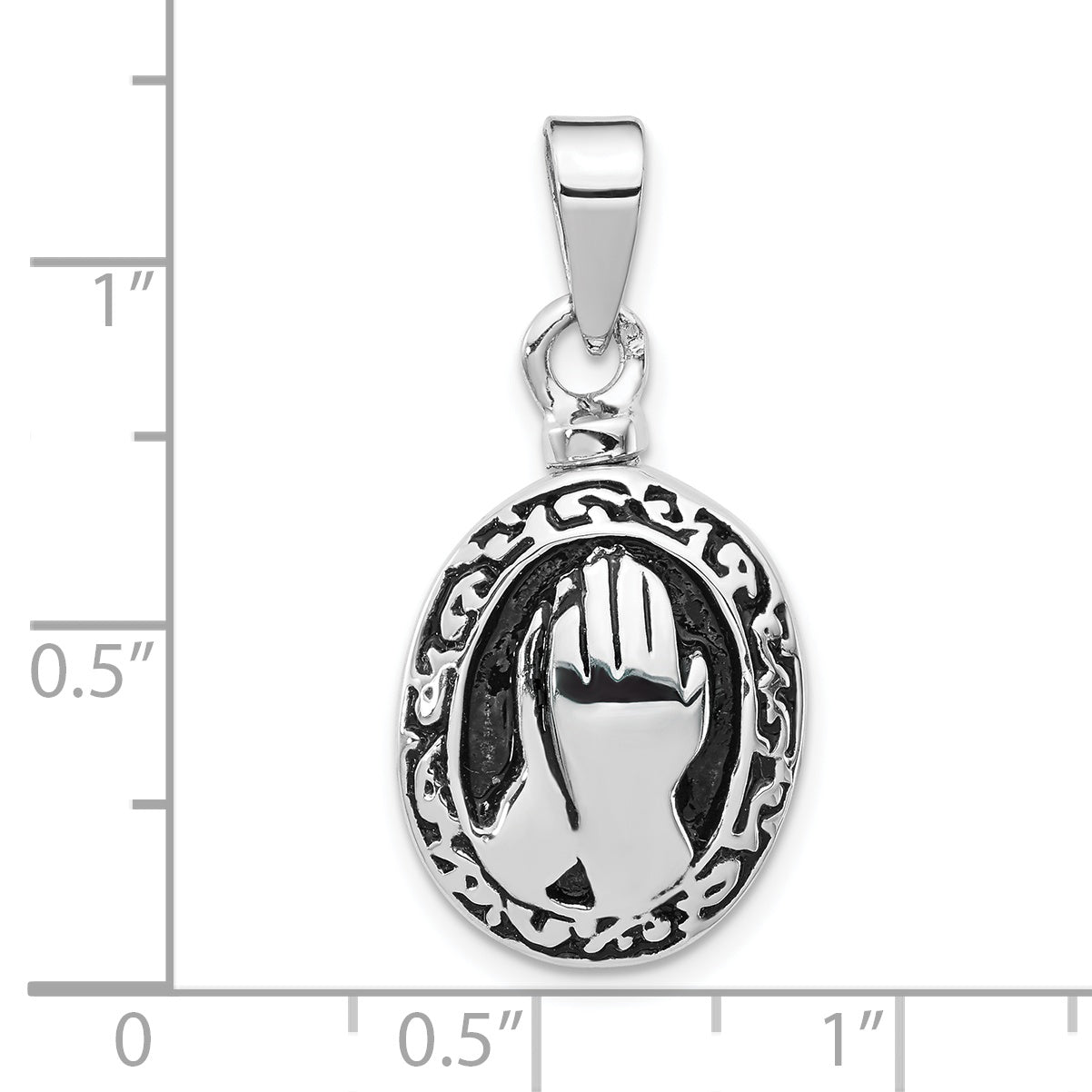Sterling Silver Rhodium-Plated Enameled Praying Hands Ash Holder Pendant