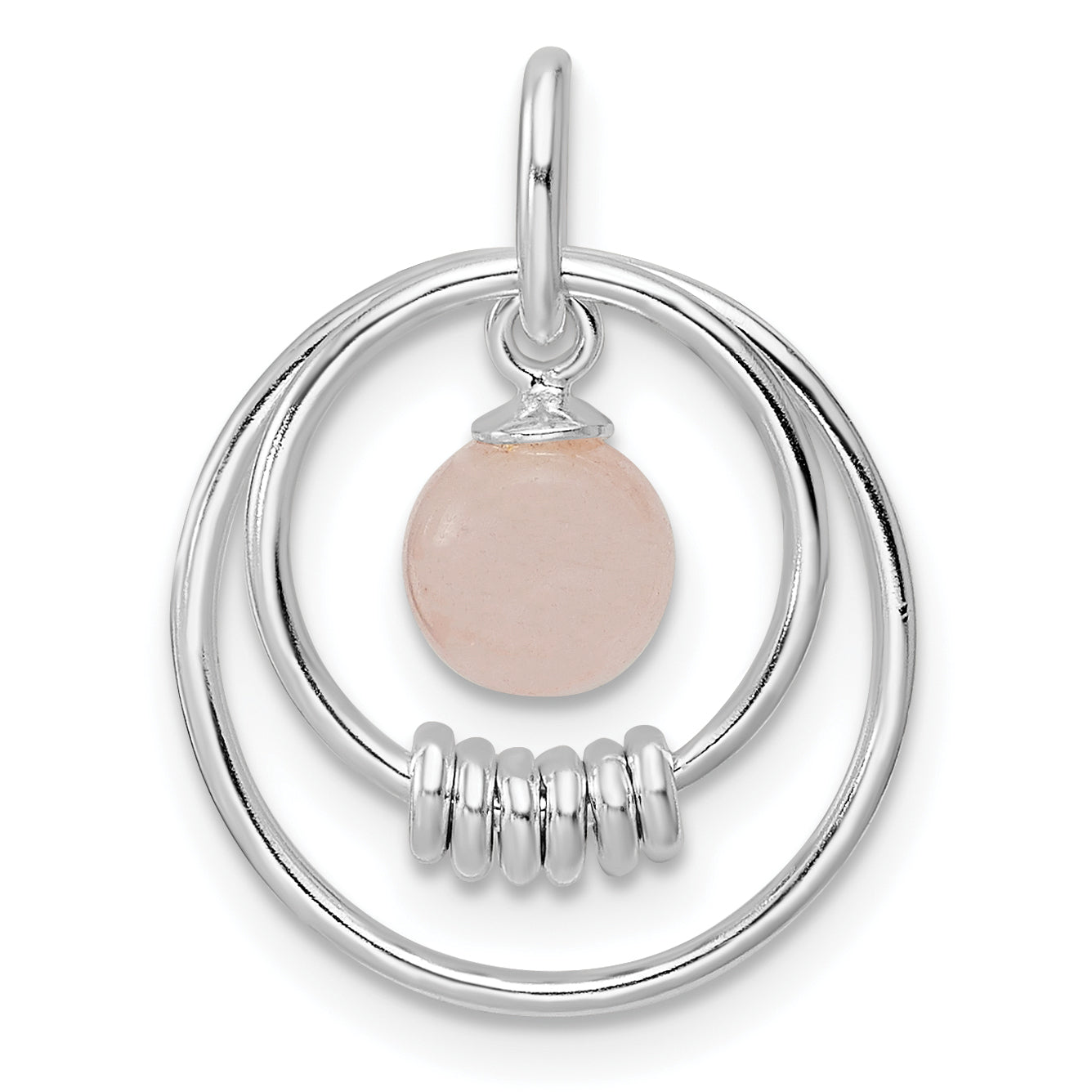 Sterling Silver Polished Pink Quartzite In Circles Pendant