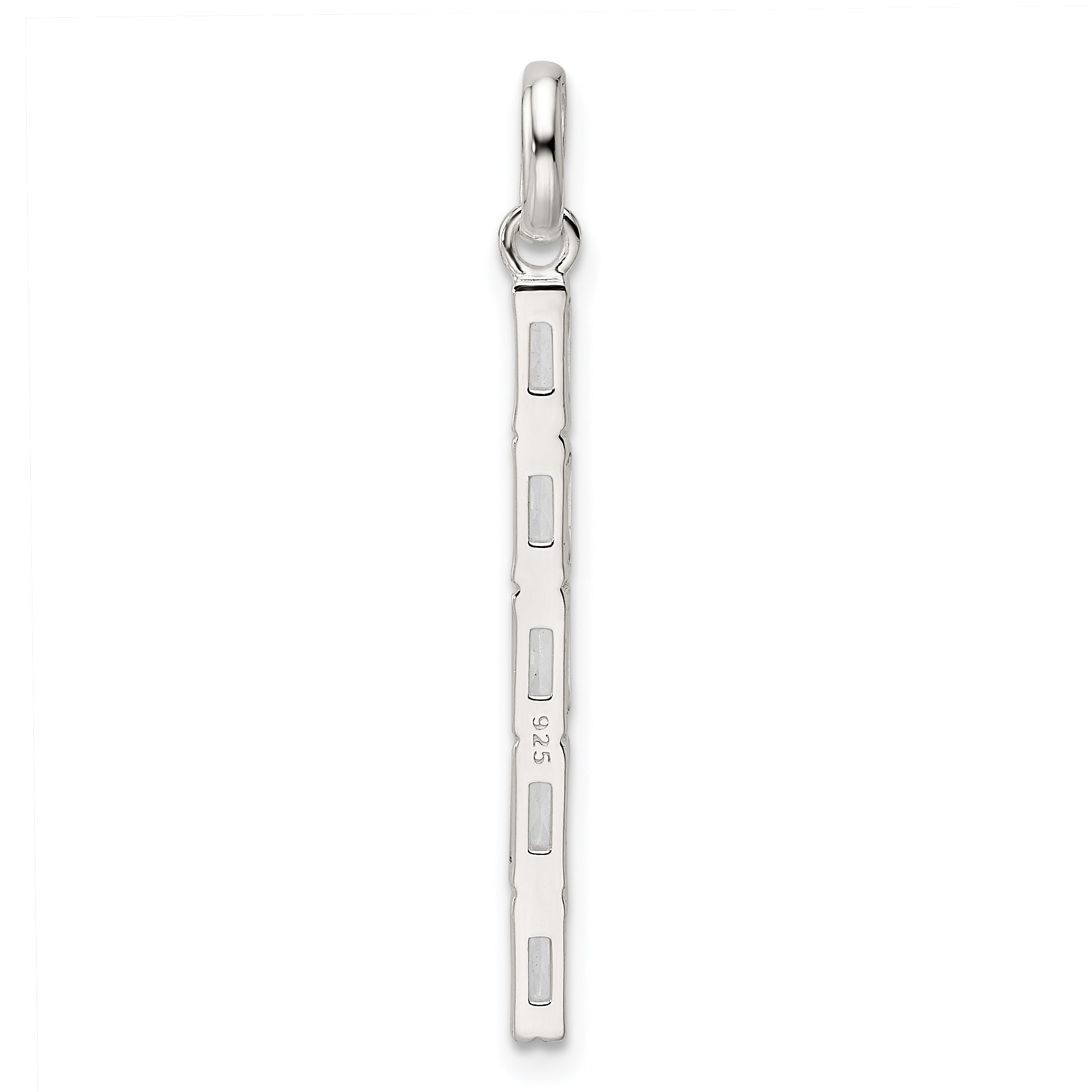 Sterling Silver Polished Cz Bar Pendant