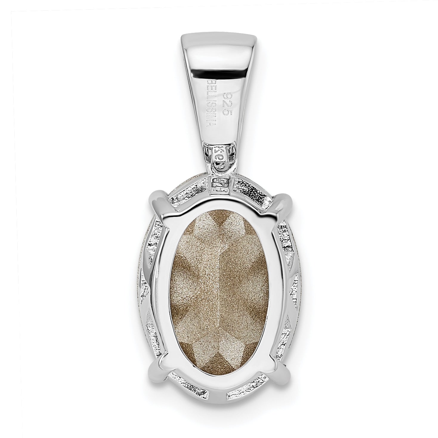 Sterling Silver Rhodium-Plated Polished Cz & Blue Crystal Pendant