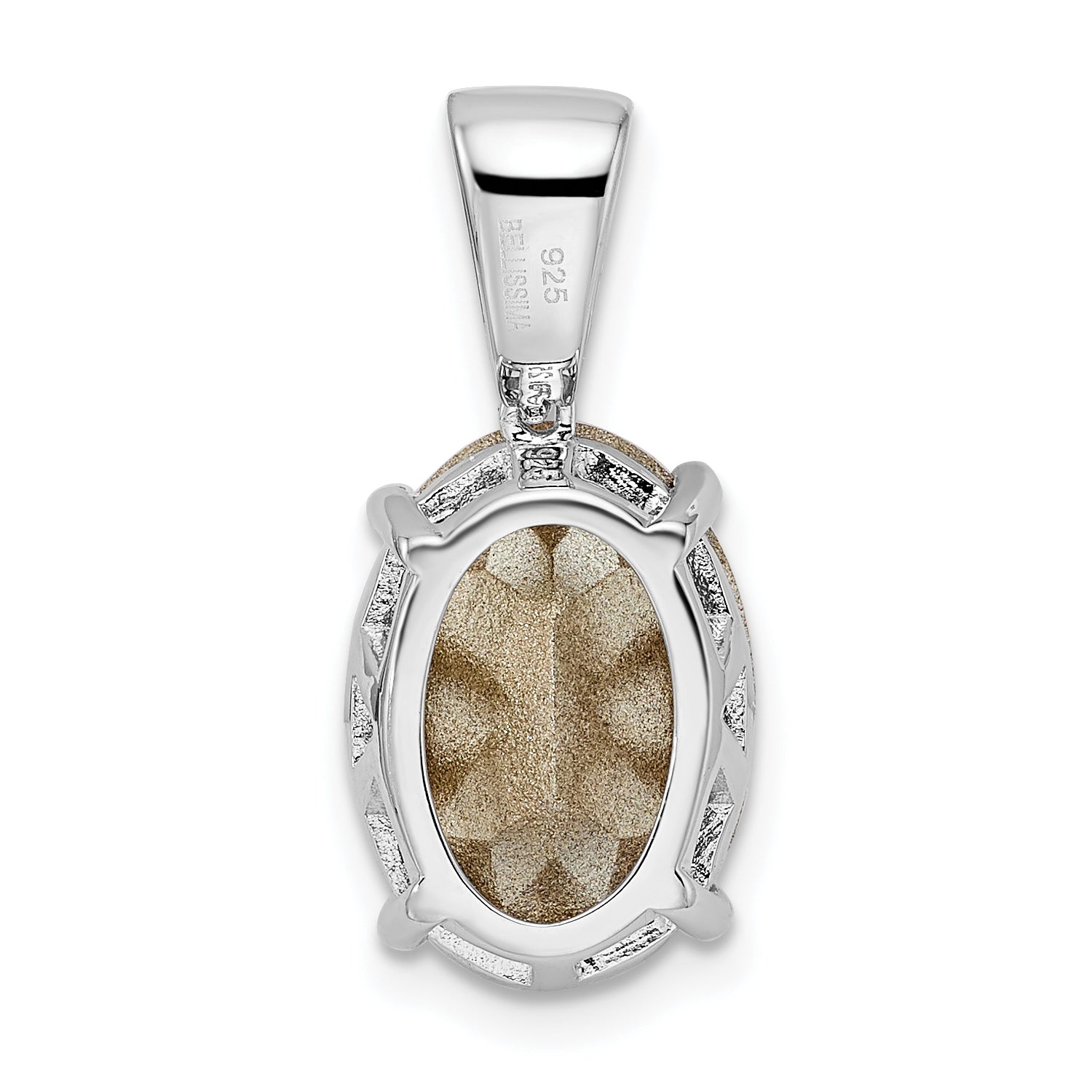 Sterling Silver Rhodium-Plated Polished Cz & Pink Swarovski Crystal Pendant