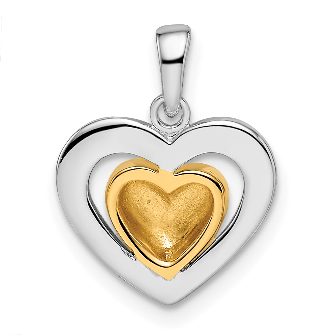 Ss/Gold Plated Sterling Silver Rh-Plated & Gold-Plated Heart Pendant