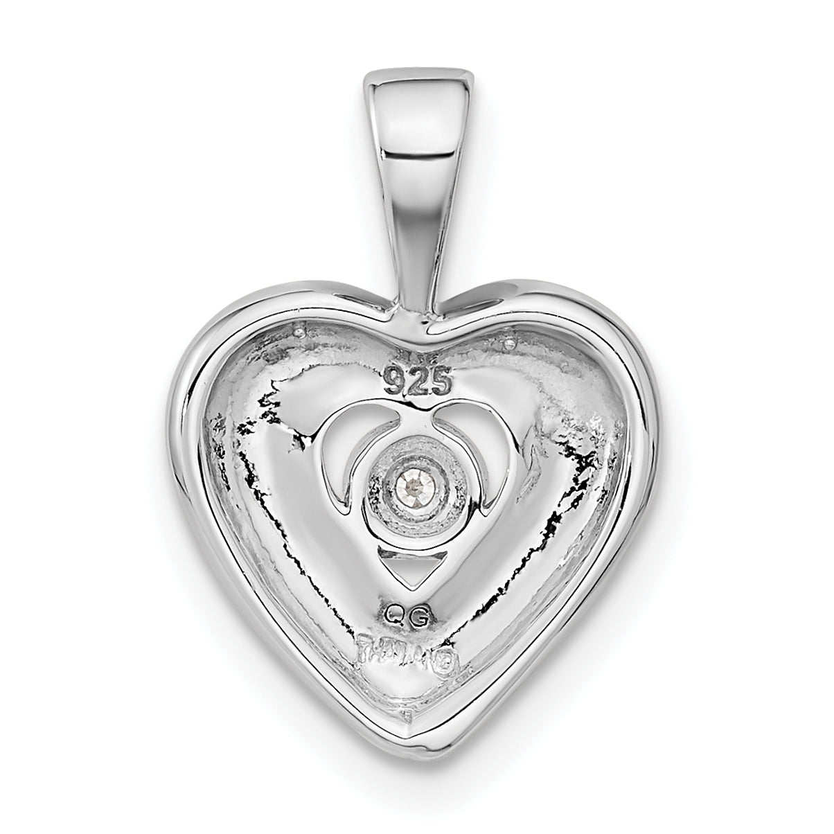 Ss/Rose Plated Sterling Silver Rh-Plated & Rose Gold-Plated Diamond Heart Pendant