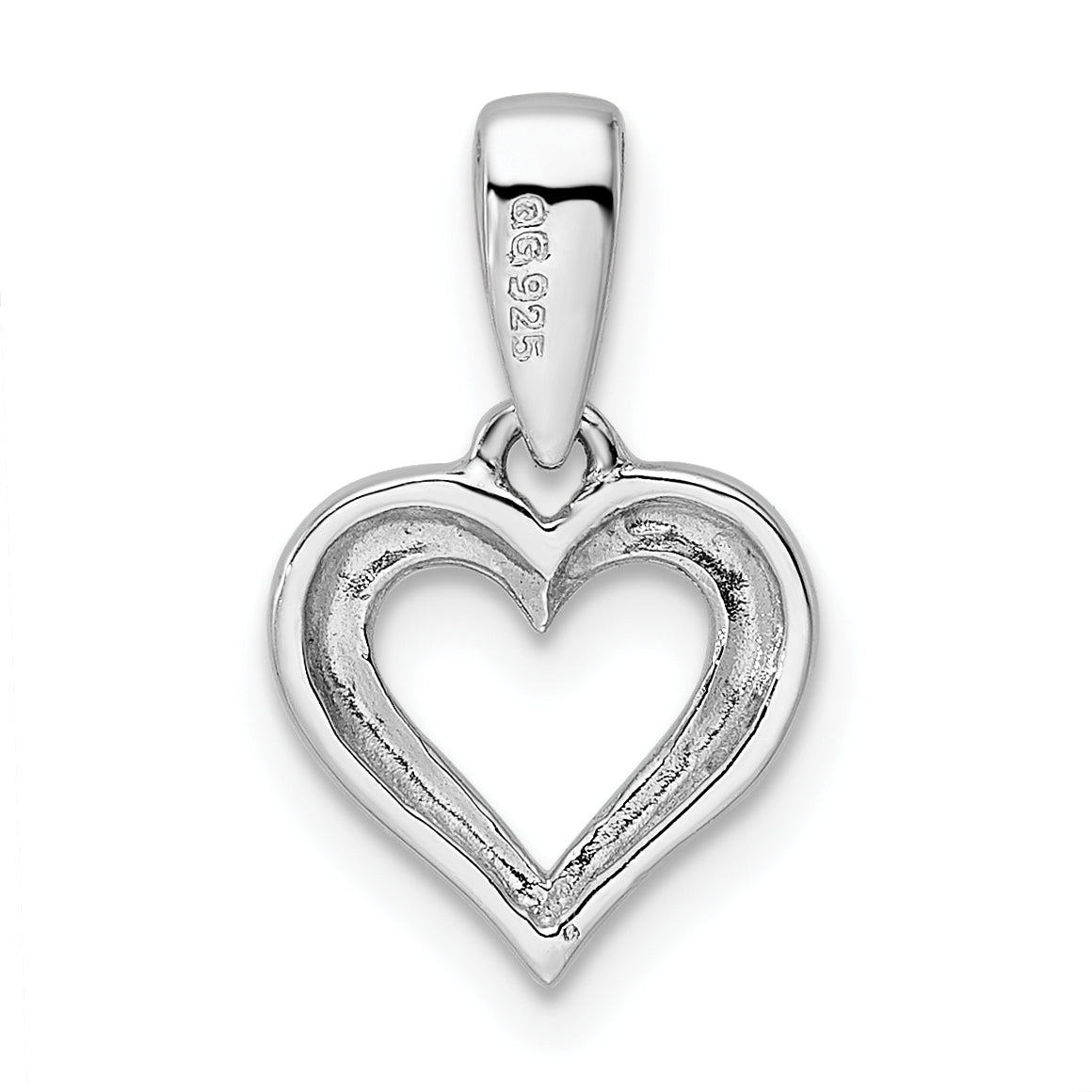 Sterling Silver Rh Cz Heart Dangle Pendant