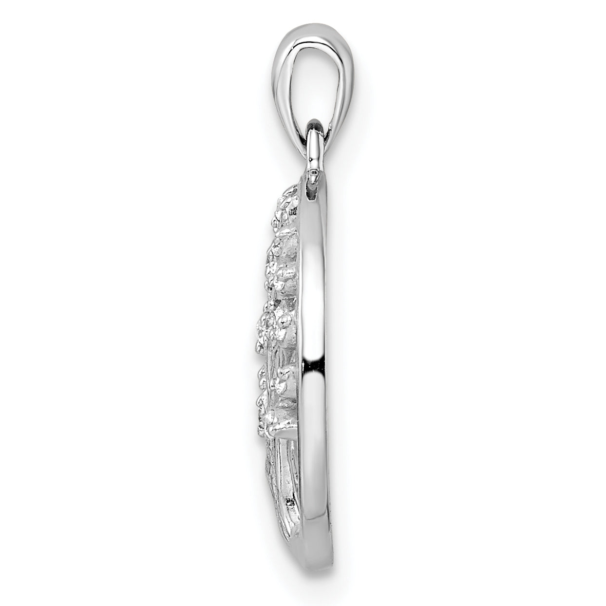 Sterling Silver Rhodium-Plated Polished Cz Tree Of Life Pendant