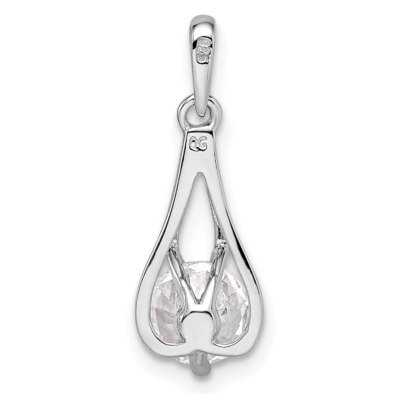 Sterling Silver Rhodium-Plated Cz Pendant