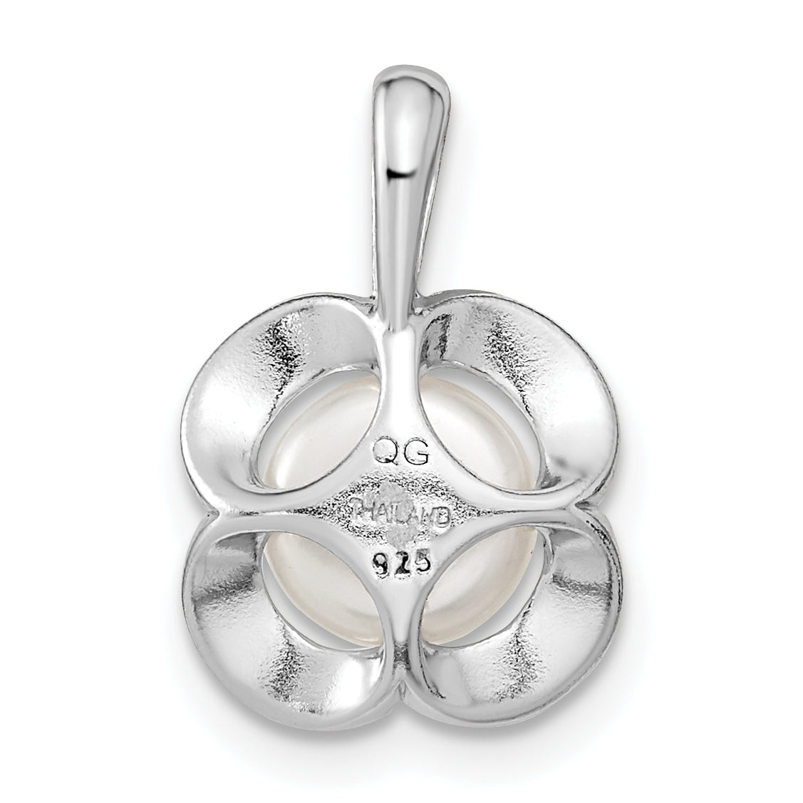 Sterling Silver Rh-Plated Polished Fwc Pearl Flower Pendant