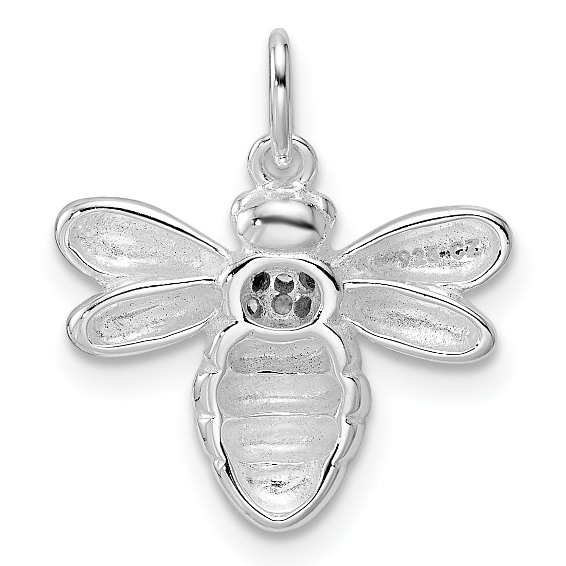 Sterling Silver Rhodium-Plated Polished Cz Bumble Bee Pendant