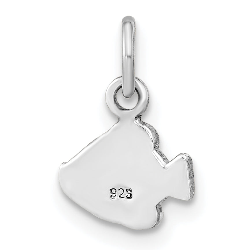 Sterling Silver Rhodium-Plated Polished Enameled Fish Pendant