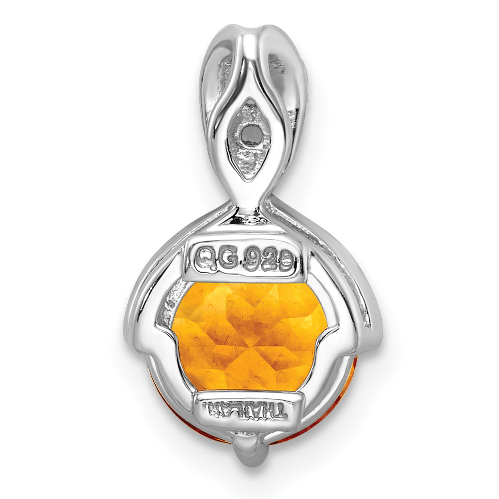 Sterling Silver Rh-Plated Circle 1.86T.W. Citrine/White Topaz Pendant