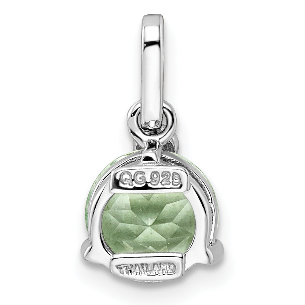 Sterling Silver Ss Rh-Plated Circle 1.68T.W. Green Quartz/White Topaz Pendant