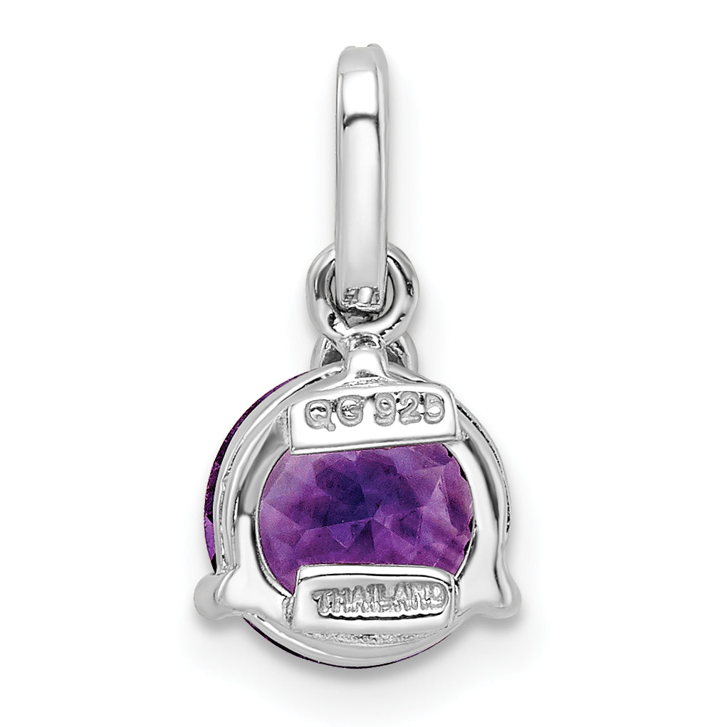 Sterling Silver Rhod-Plated Circle 1.90Amethyst/Whitetopaz Pendant