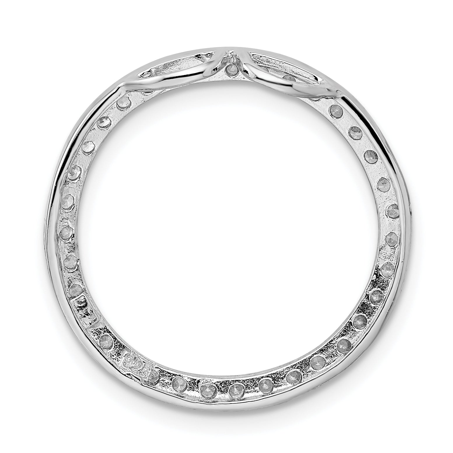 Sterling Silver Rhodium-Plated Cz Round Pendant