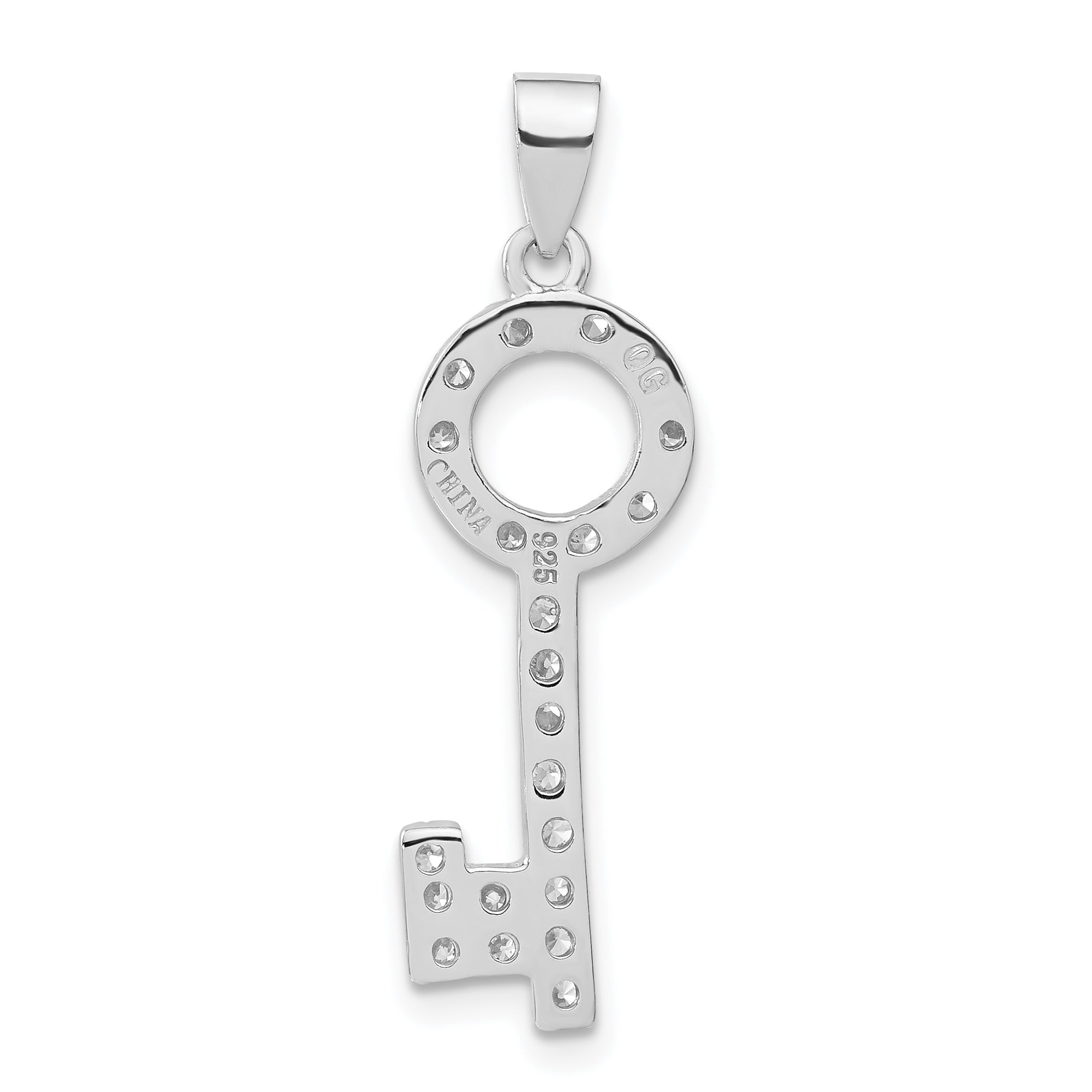 Sterling Silver Cz Key Pendant