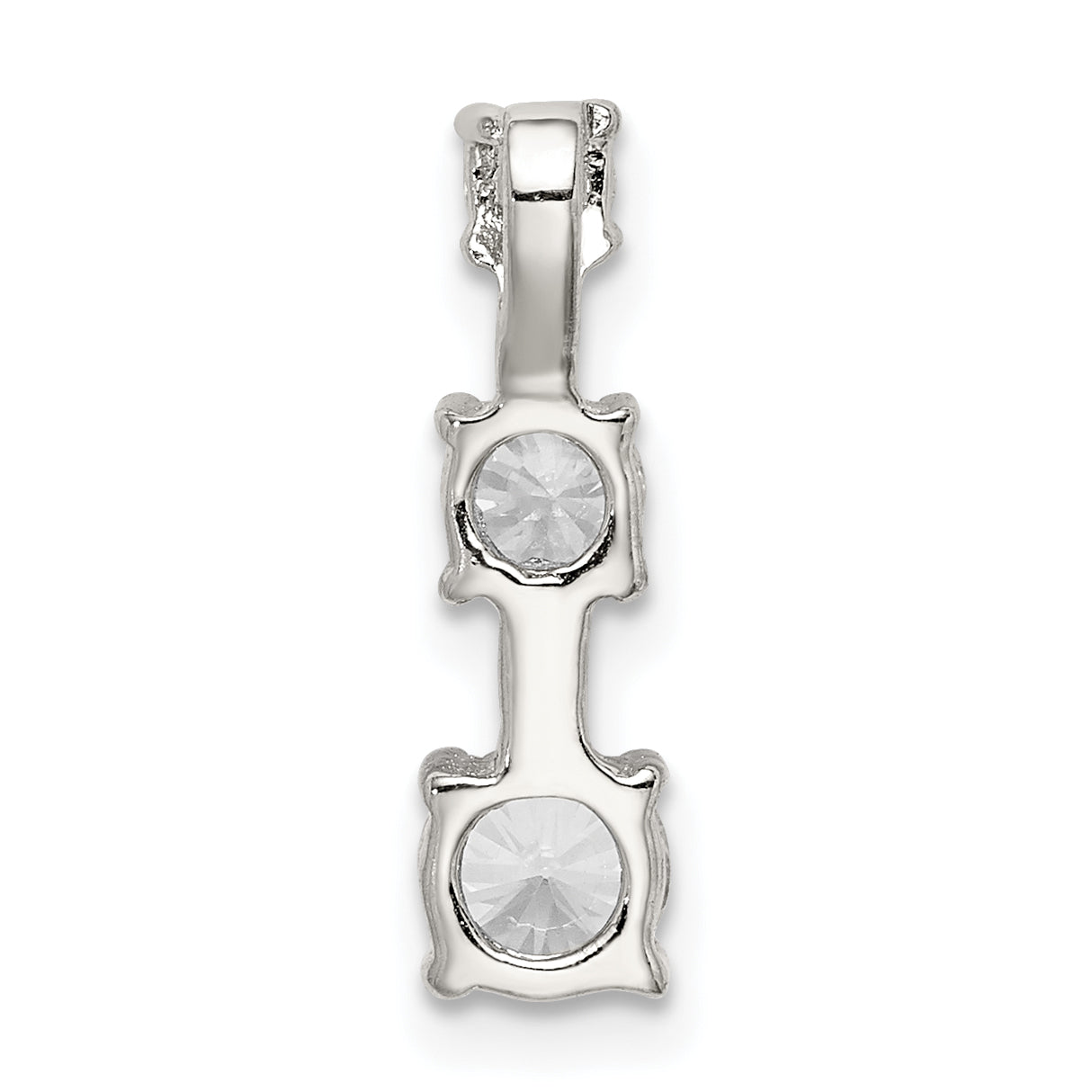 Sterling Silver Rhodium-Plated 3-Stone Cz Pendant
