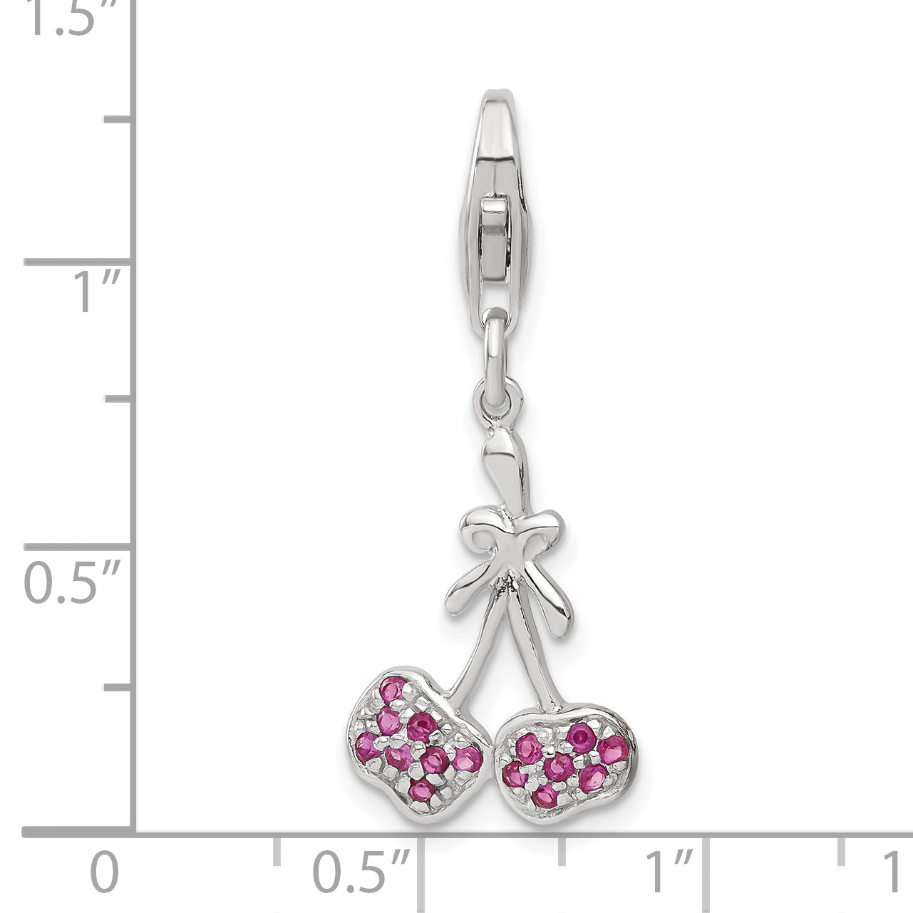 Sterling Silver Cz Cherries Charm