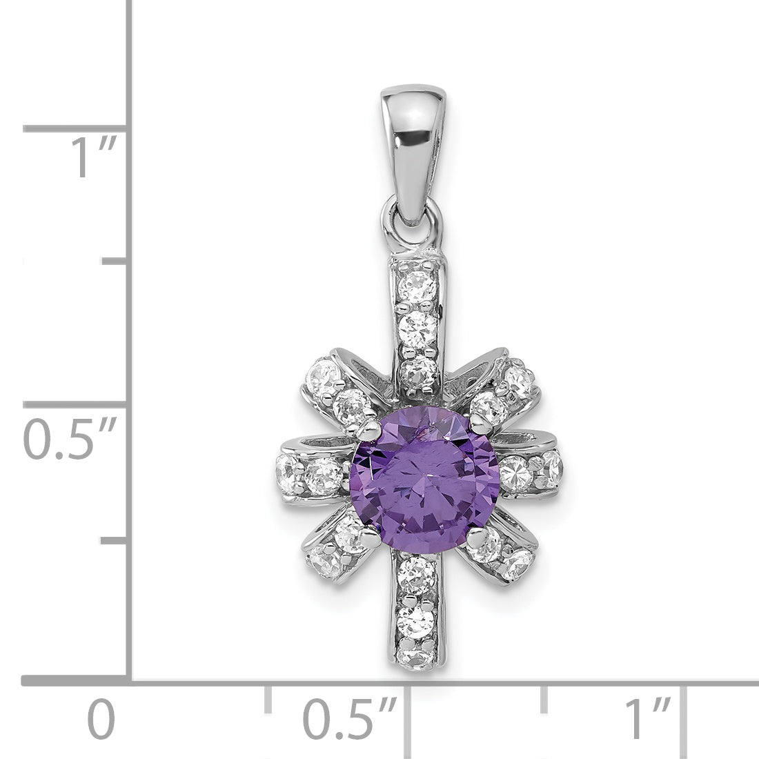 Sterling Silver Purple & Clear Cz Pendant