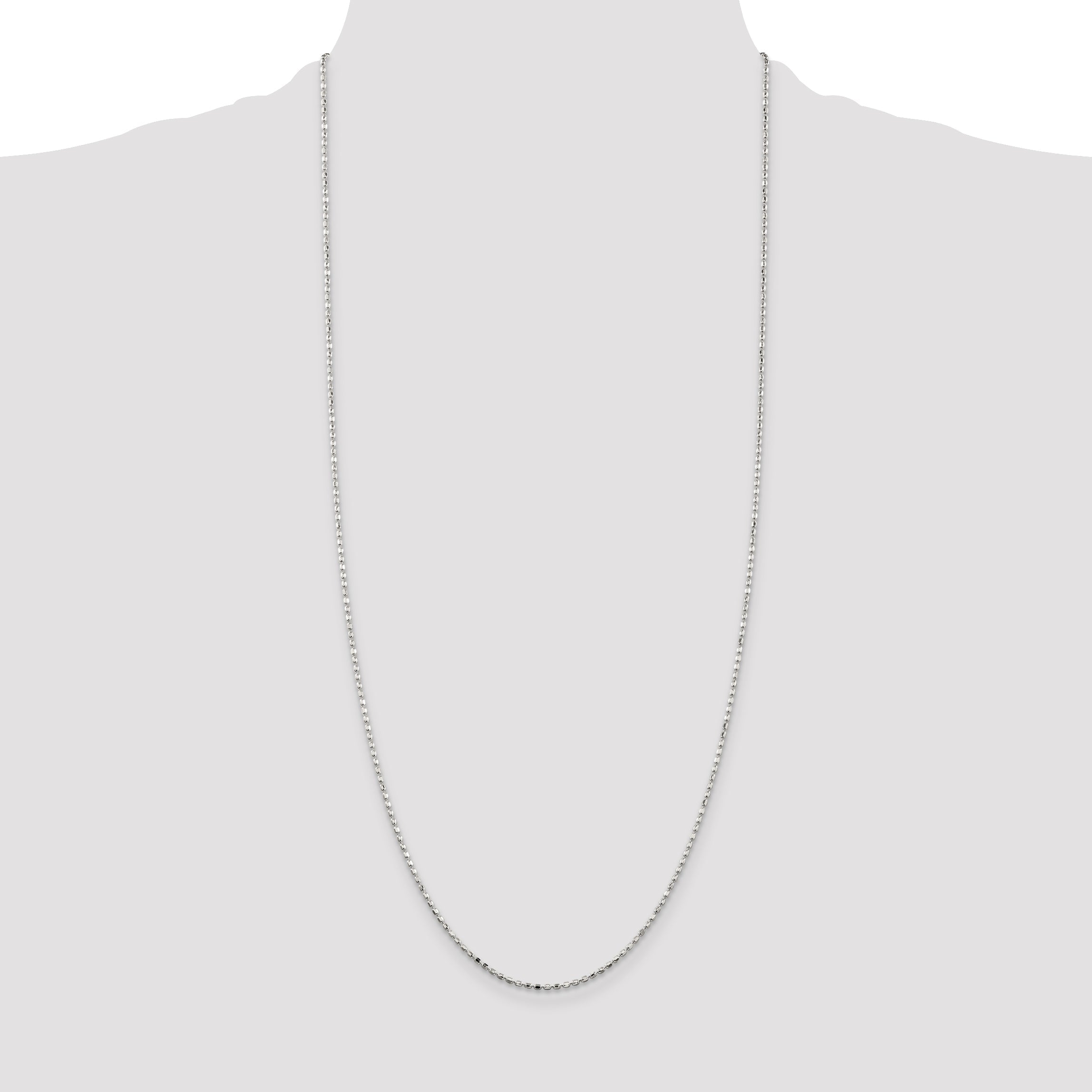 30 Inch Sterling Silver 1.5mm Fancy Beaded Chain Necklace