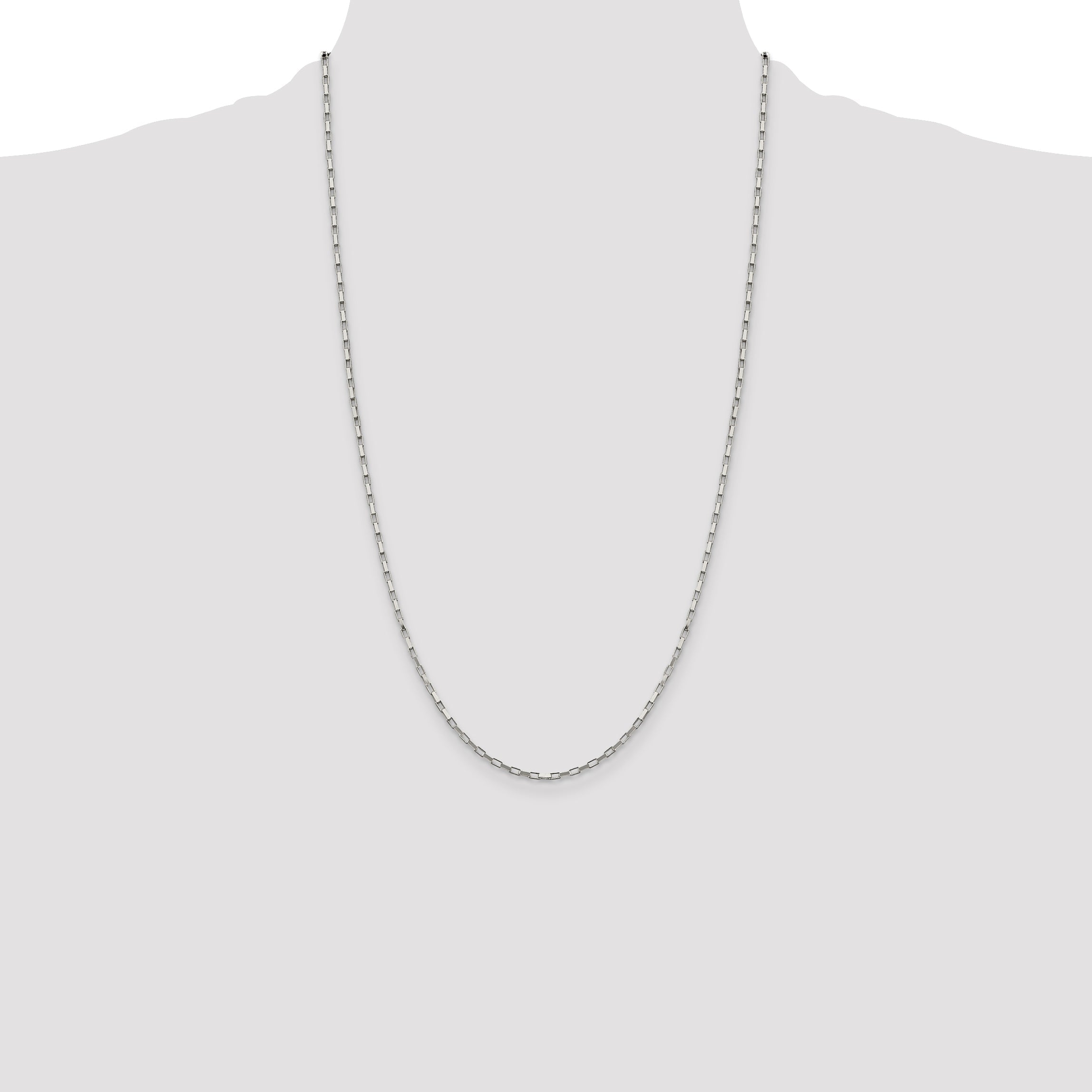 26 Inch Sterling Silver 1.65mm Elongated Box Chain Necklace