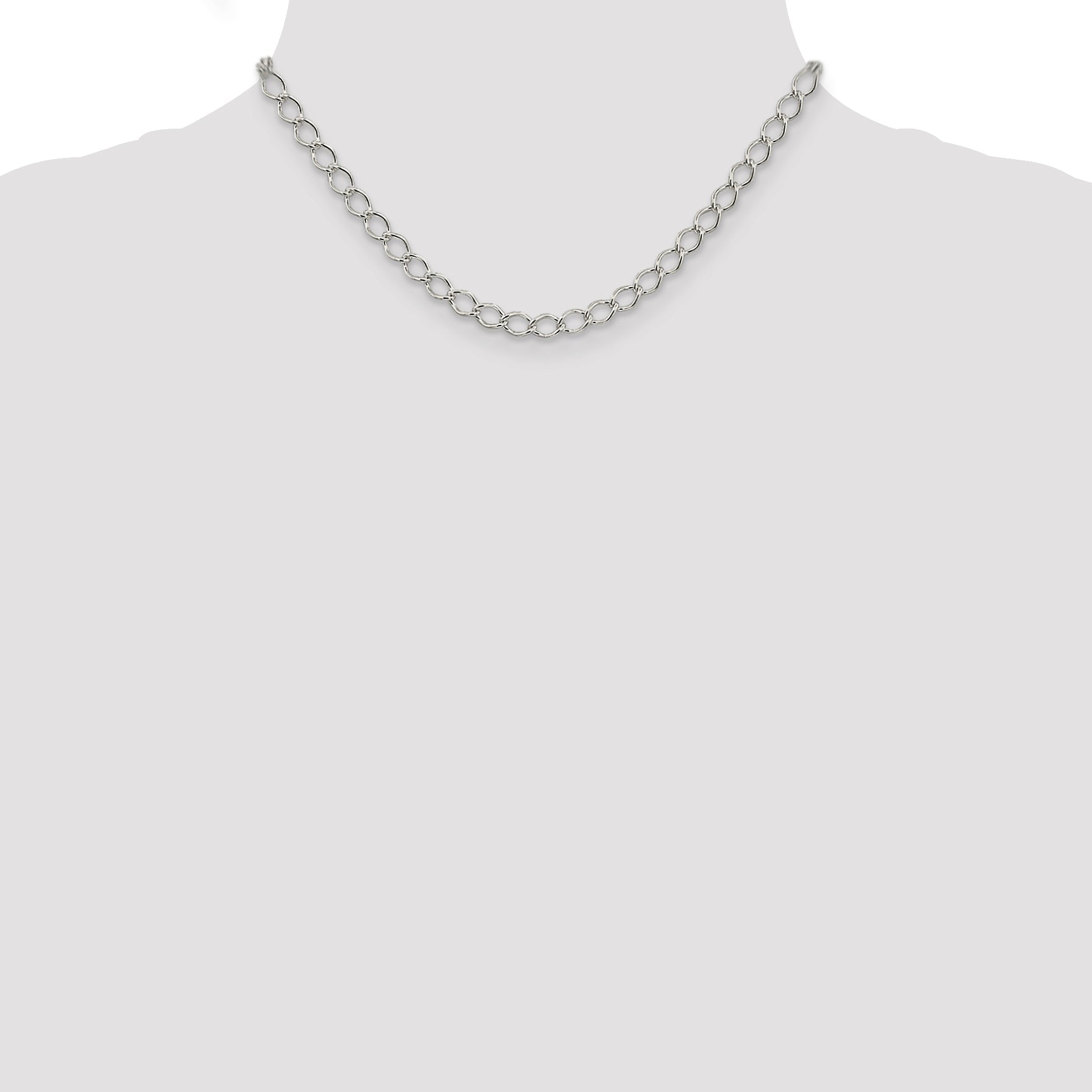 16 Inch Sterling Silver 5.75mm Fancy Open Curb Chain Necklace