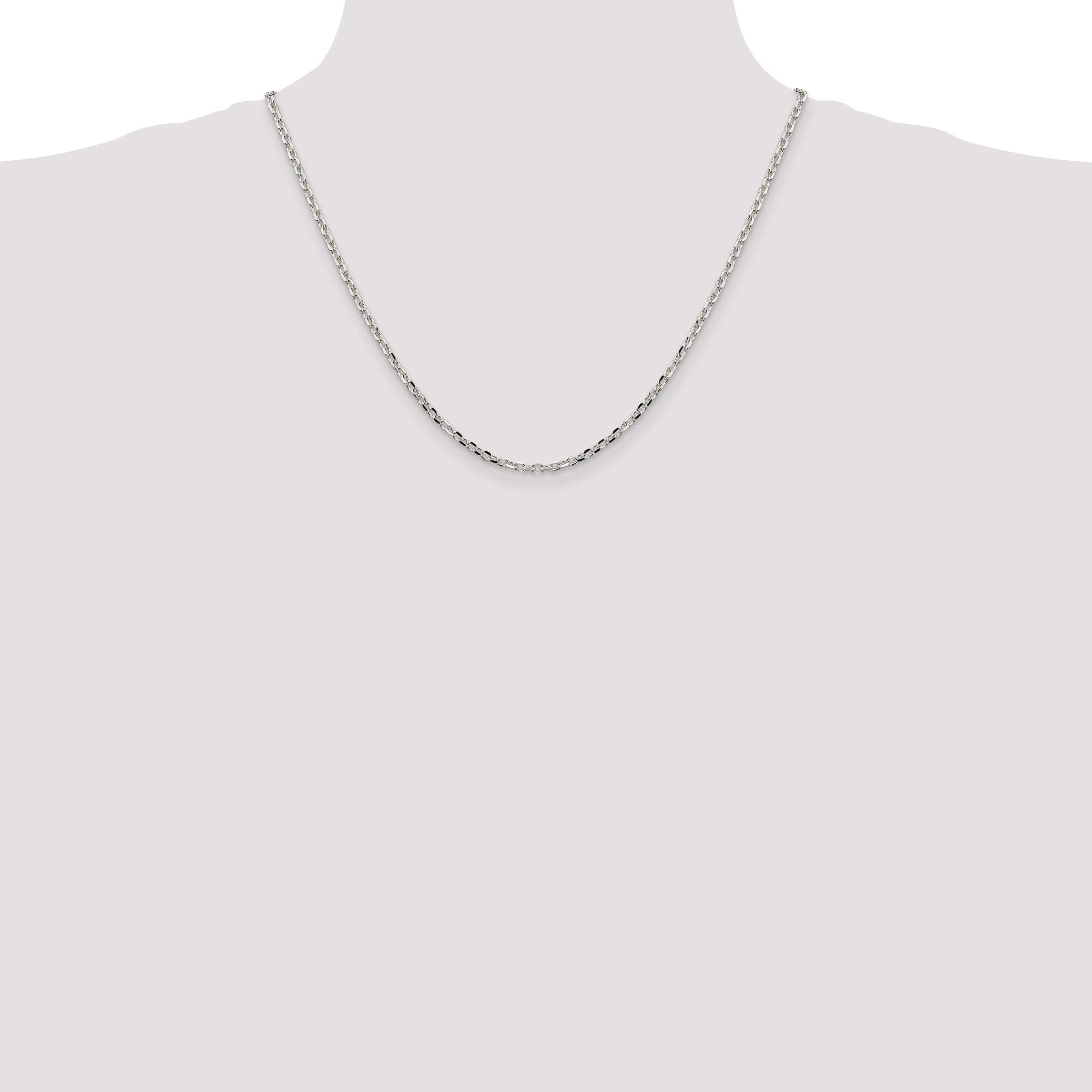 20 Inch Sterling Silver 2.75mm Diamond-Cut Forzantina Cable Chain Necklace