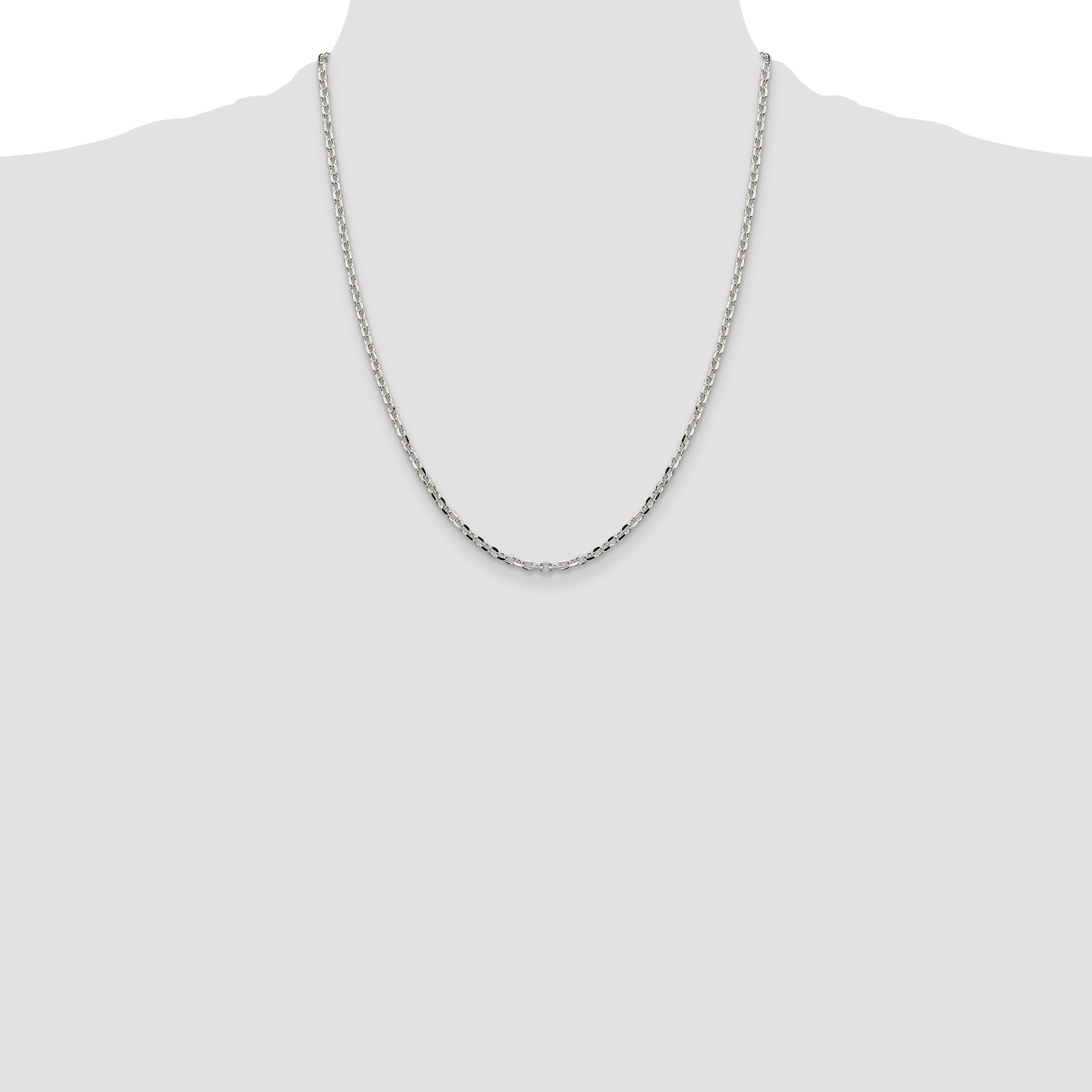 22 Inch Sterling Silver 2.75mm Diamond-Cut Forzantina Cable Chain Necklace