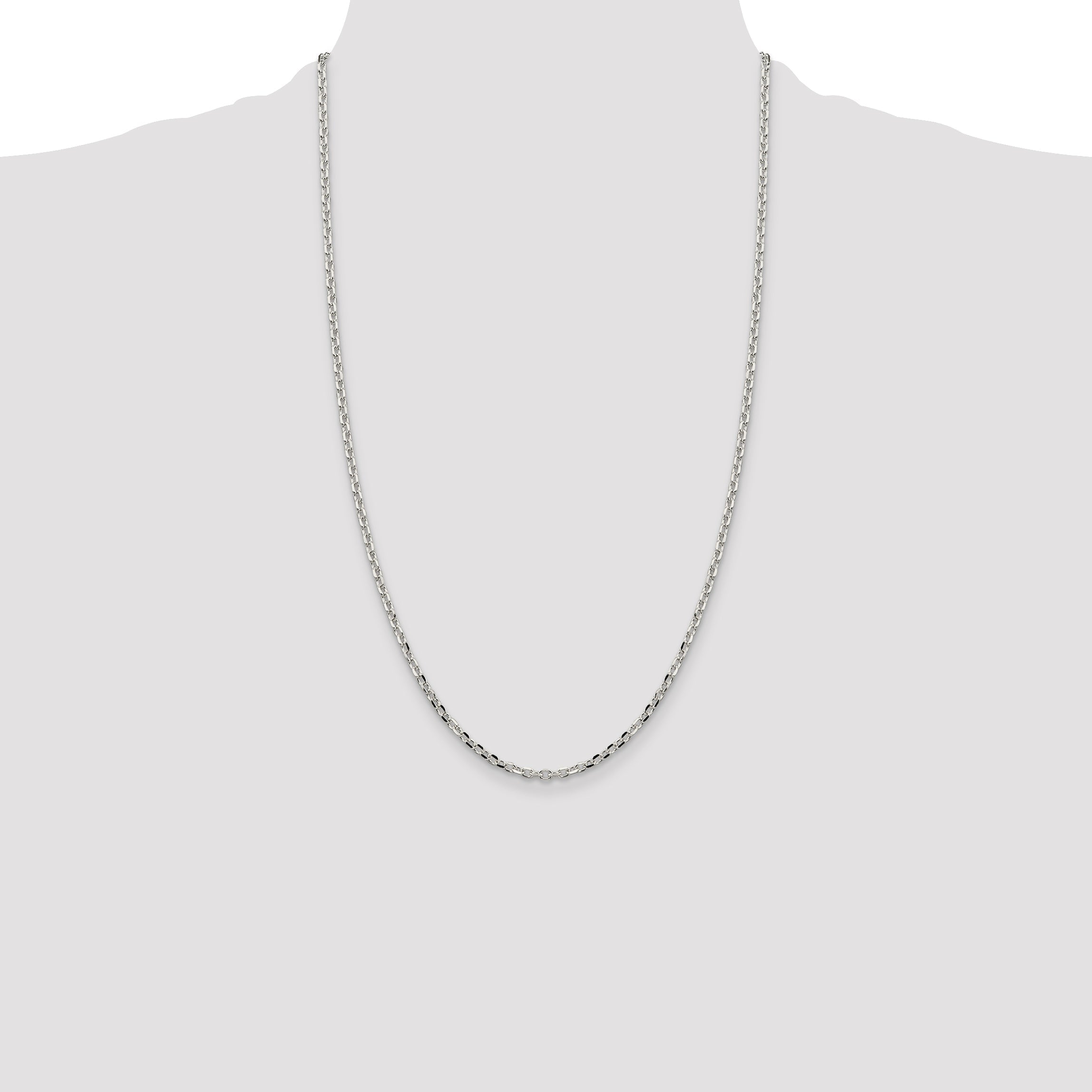 26 Inch Sterling Silver 2.75mm Diamond-Cut Forzantina Cable Chain Necklace