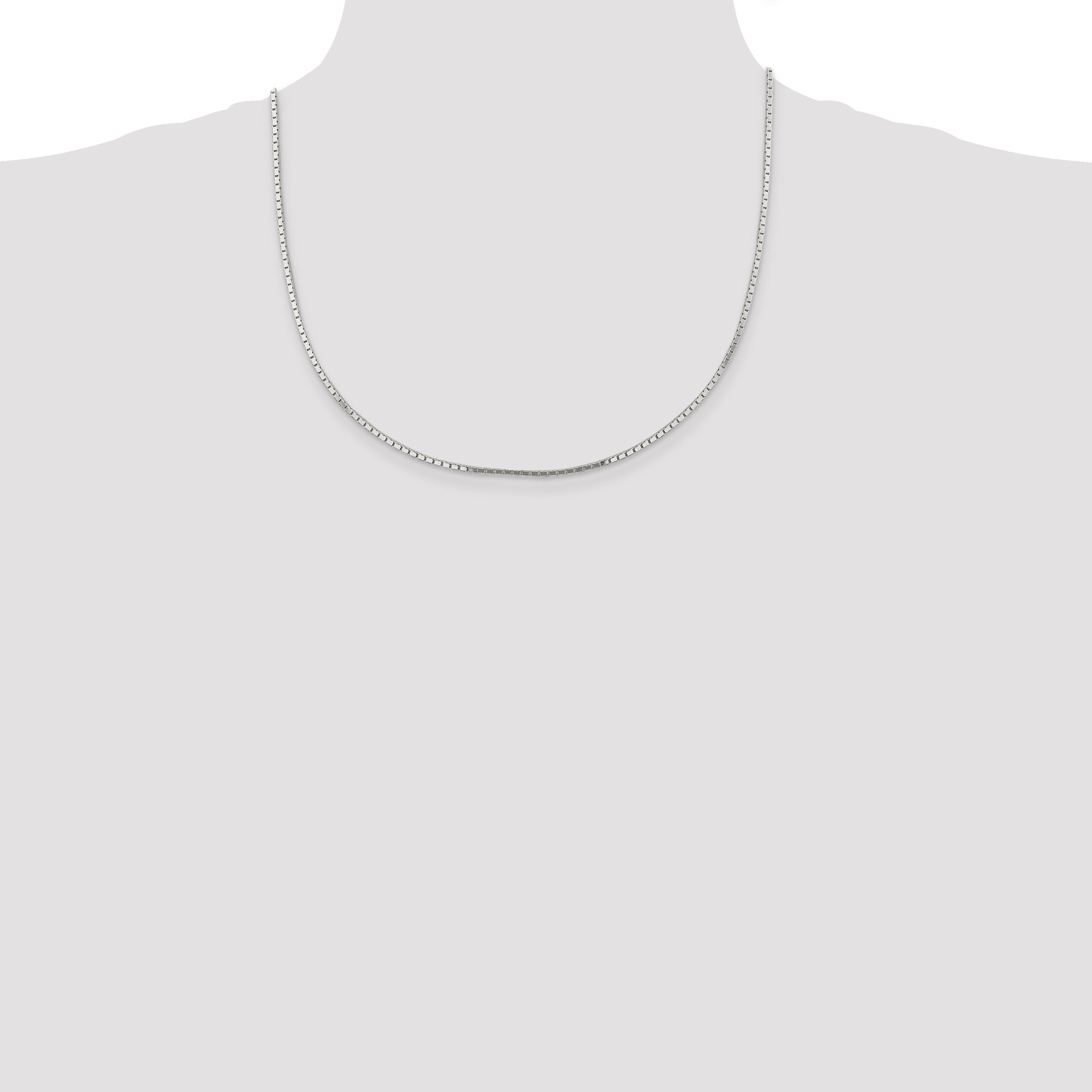 20 Inch Sterling Silver 1.5mm Mirror Box Chain Necklace