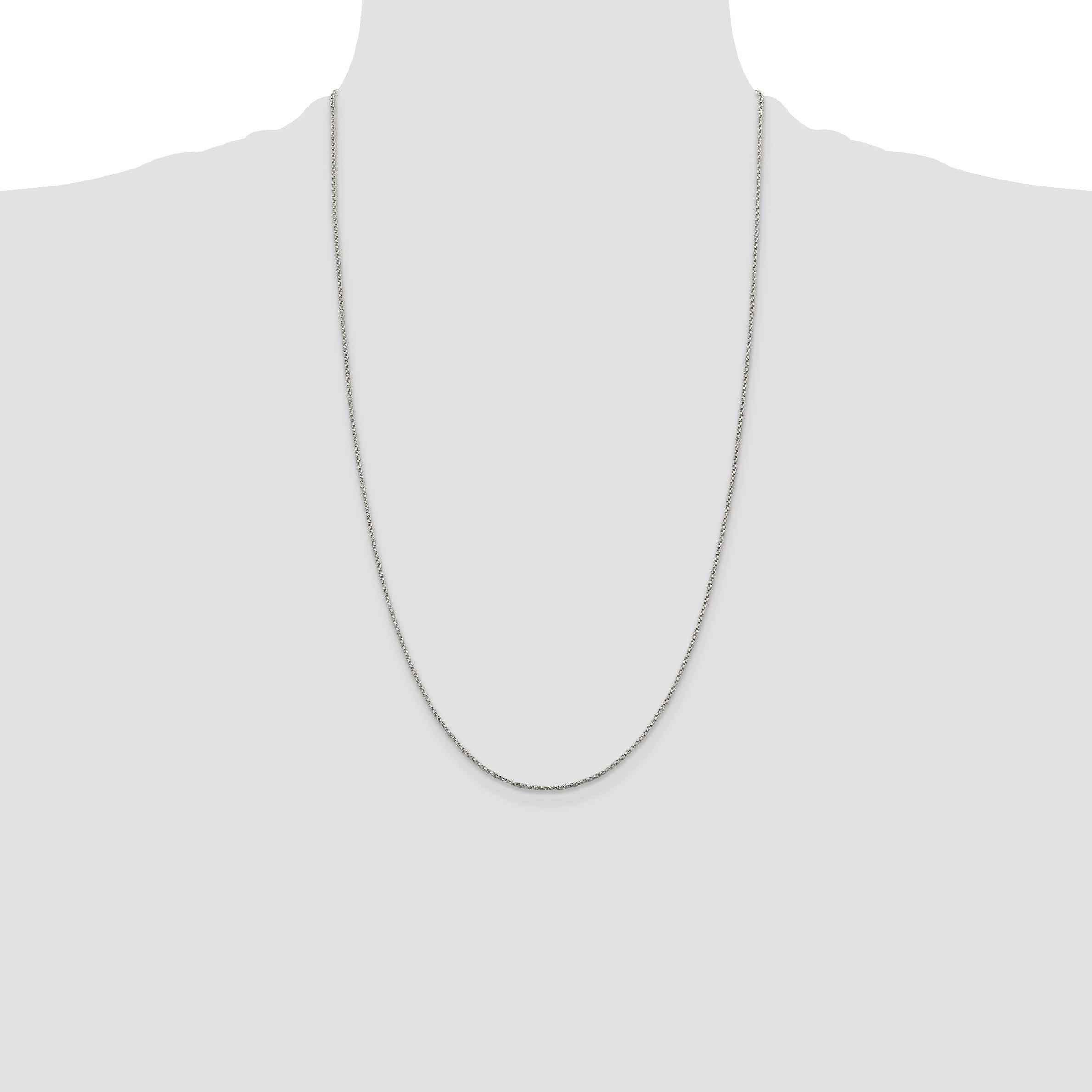 26 Inch Sterling Silver 1.25mm Twisted Box Chain Necklace