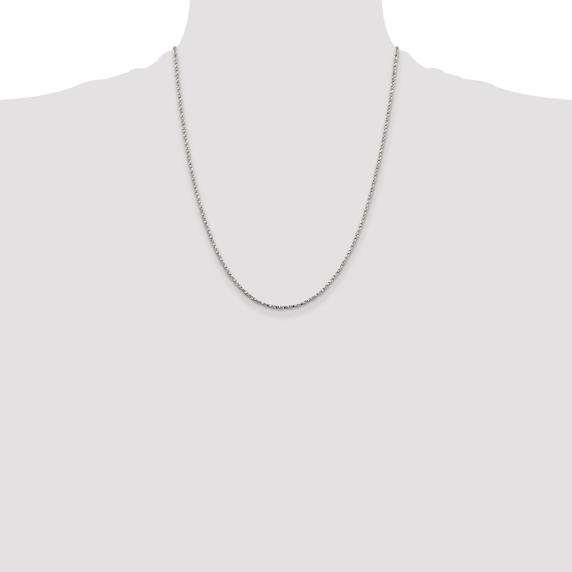 22 Inch Sterling Silver 1.75mm Twisted Box Chain Necklace