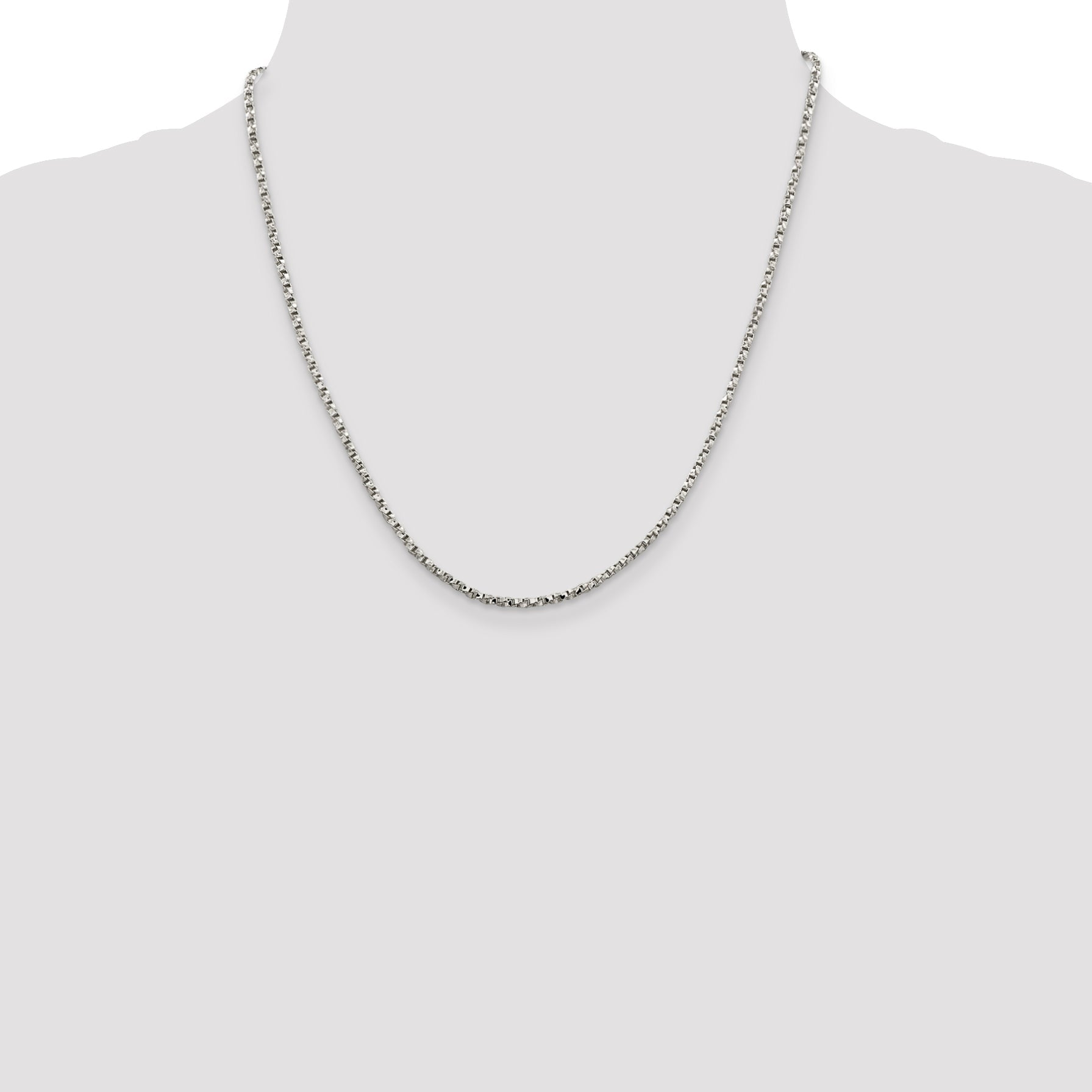 20 Inch Sterling Silver 2.25mm Twisted Box Chain Necklace