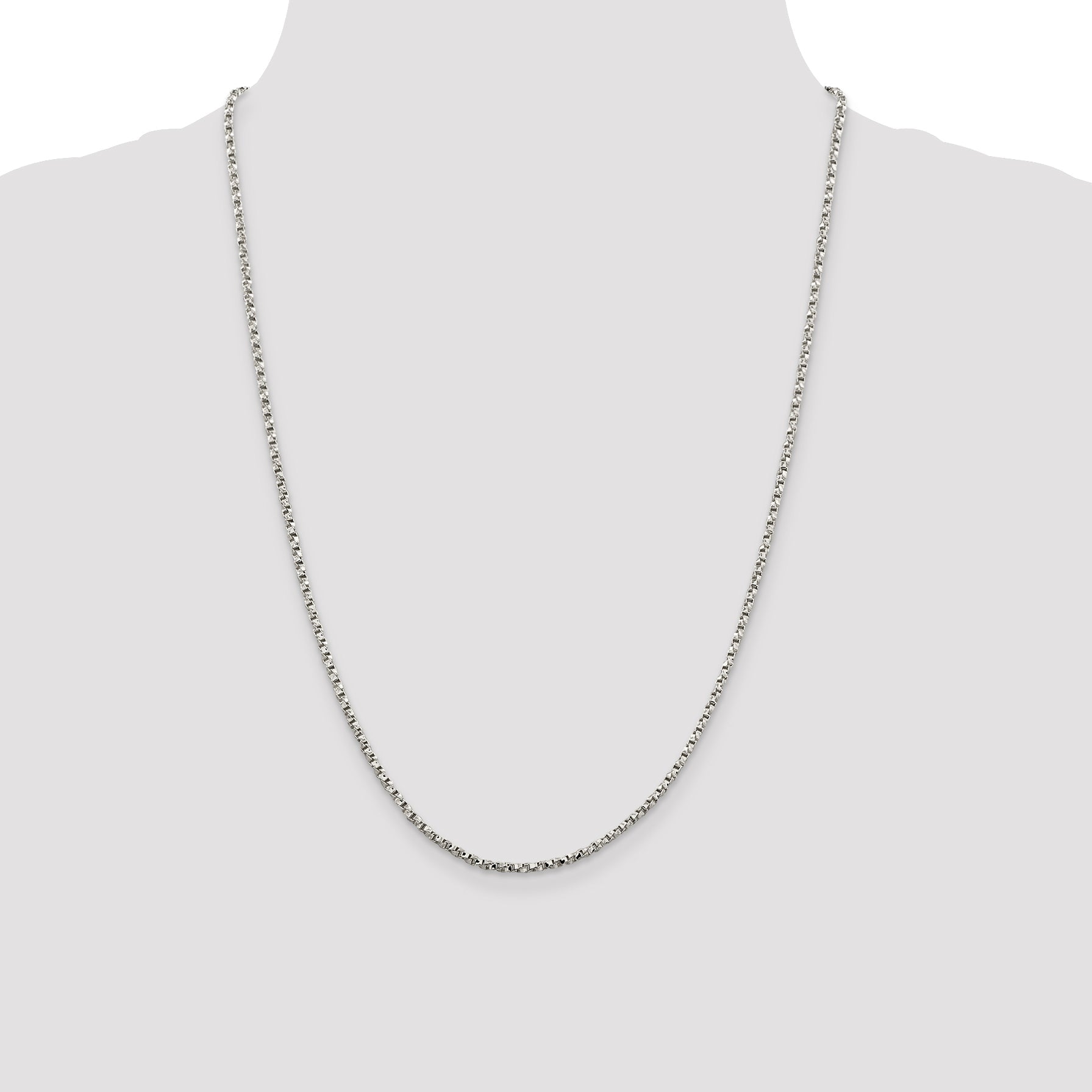 24 Inch Sterling Silver 2.25mm Twisted Box Chain Necklace