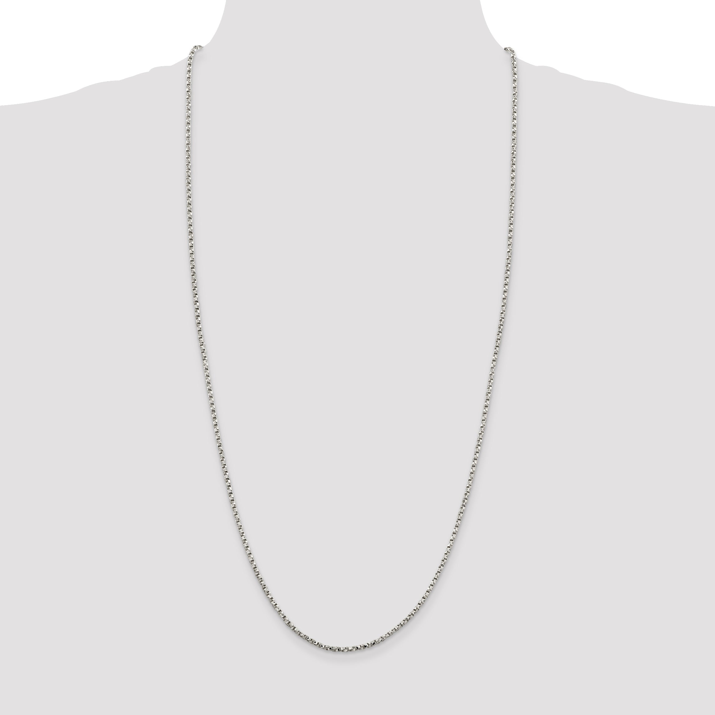 30 Inch Sterling Silver 2.25mm Twisted Box Chain Necklace