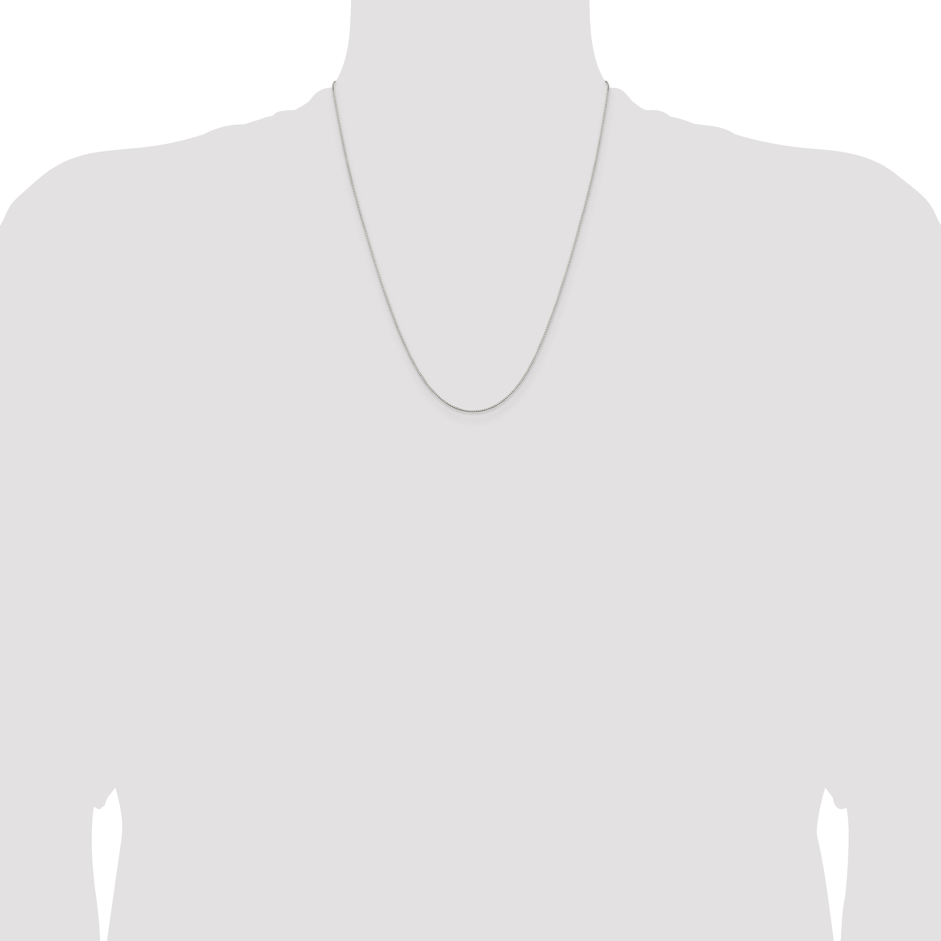 22 Inch Sterling Silver Rhodium-Plated .6mm Mirror Box Chain W/4In Ext.